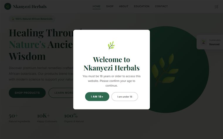 Nkanyezi Herbals website mockup